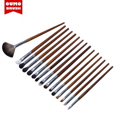 OUMO BRUSH-15pcs Private Label Professional Eye shader Makeup Brushes, Blending Crease Highlight Eyebrow Eyeshadow Brush Set