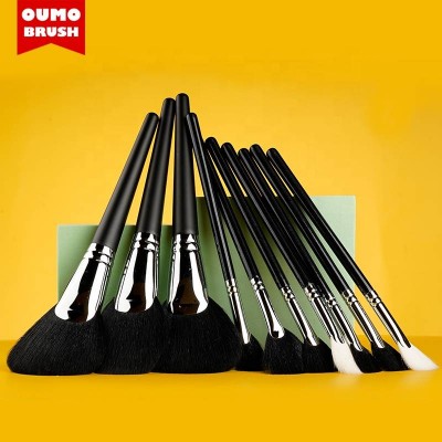 OUMO BRUSH-2021 Hot Selling Wholesale Black Synthetic Hair Custom Logo Cosmetic Fan Brush Makeup brushes